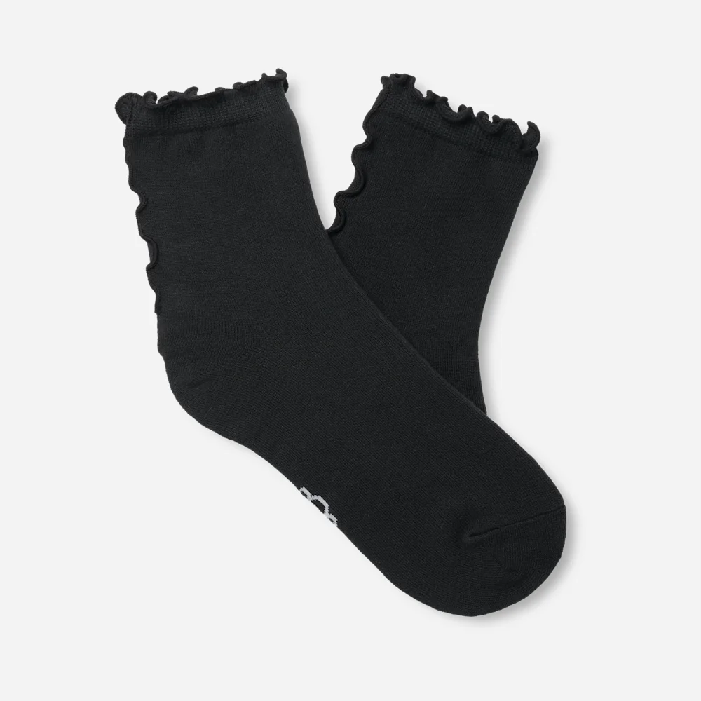 Chaussette 3/4 à bordure festonnée Karsyn II Noir